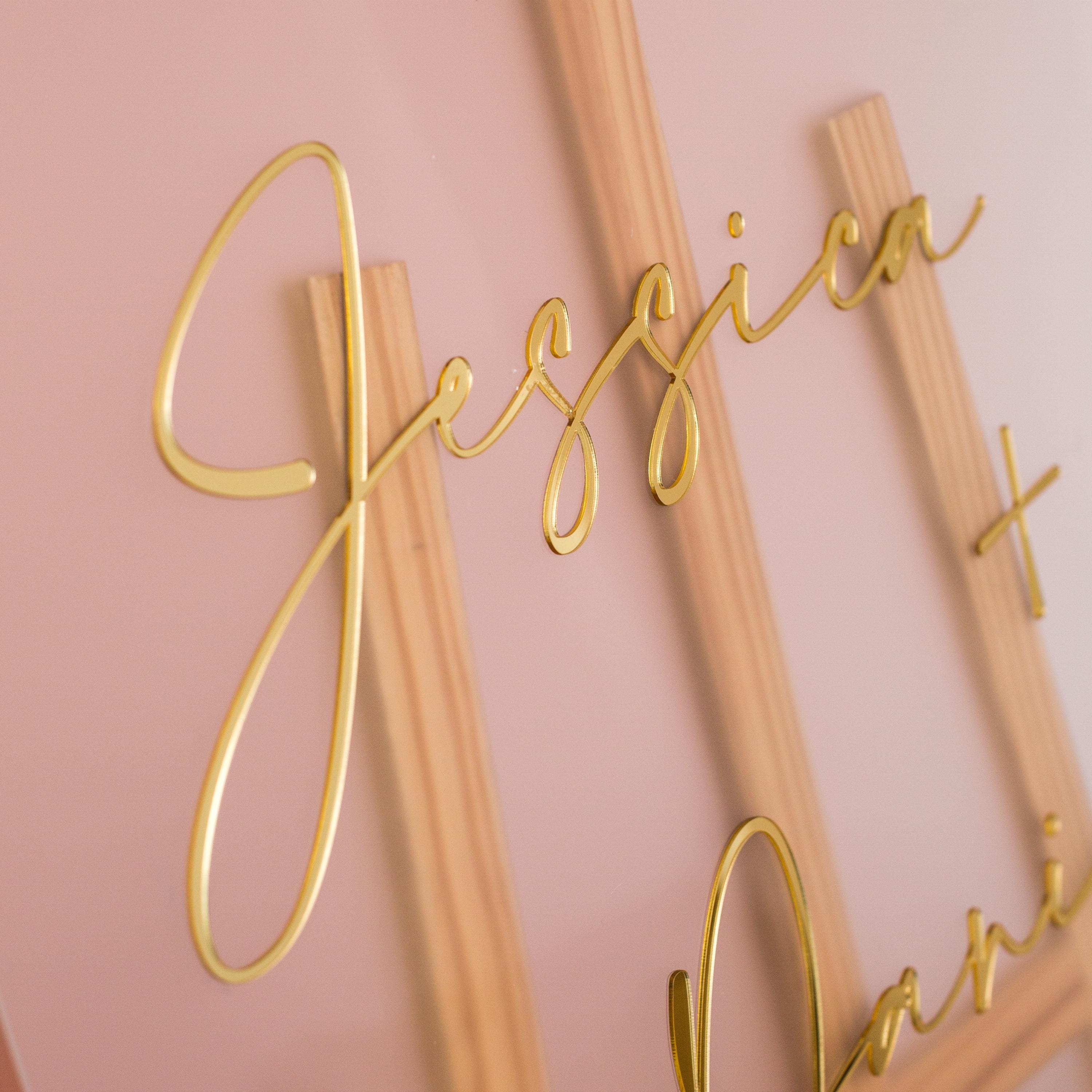 Frosted Acrylic Wedding Welcome Sign | Gold Mirror Lettering thumbnail 4