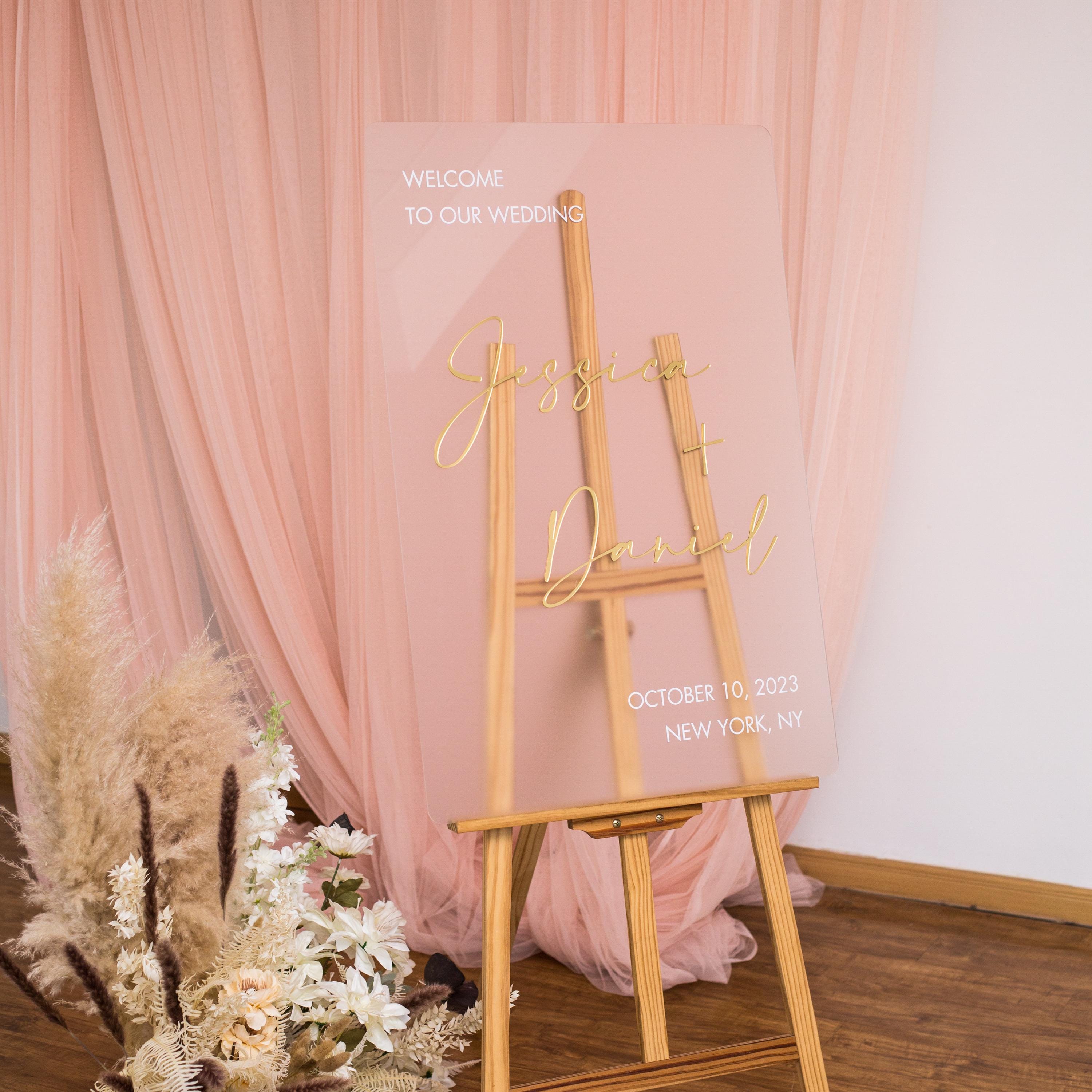 Frosted Acrylic Wedding Welcome Sign | Gold Mirror Lettering thumbnail 5
