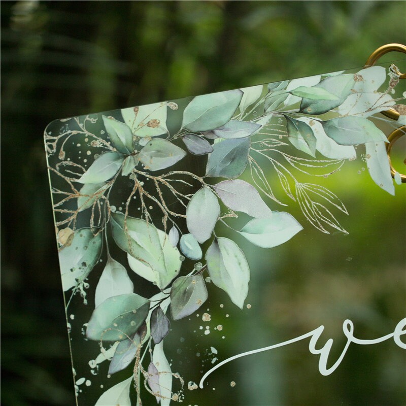 Foliage Calligraphy Acrylic Wedding Welcome Sign thumbnail 2
