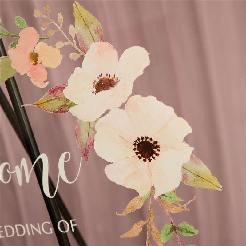 Floral Wreath Acrylic Welcome Wedding Sign thumbnail 3