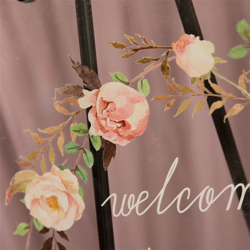 Floral Wreath Acrylic Wedding Welcome Sign, Personalized Calligraphy thumbnail 3