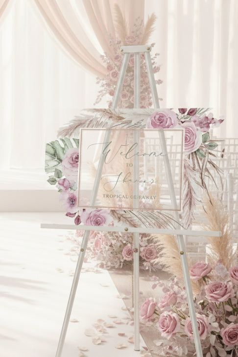 Pink Floral & Pampas Style Welcome Sign image 1
