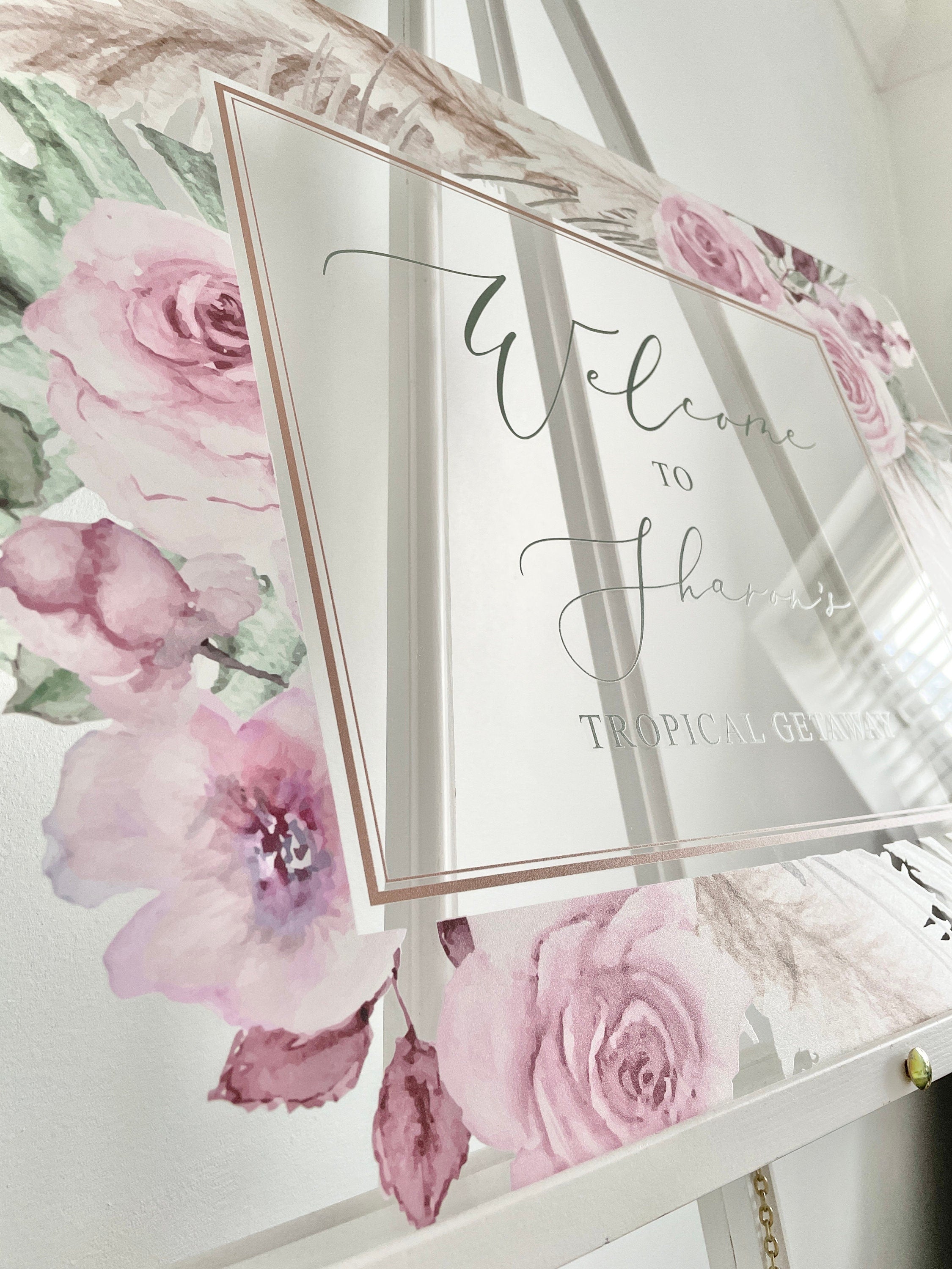 Pink Floral & Pampas Style Welcome Sign thumbnail 2