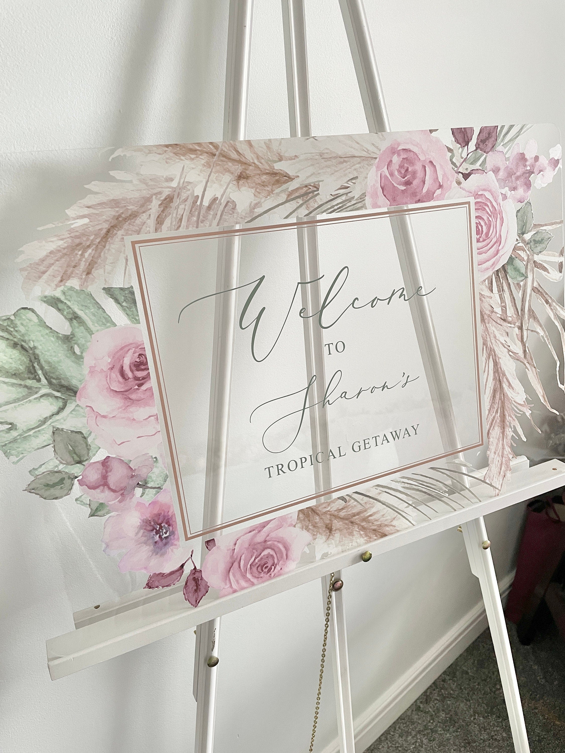 Pink Floral & Pampas Style Welcome Sign thumbnail 3