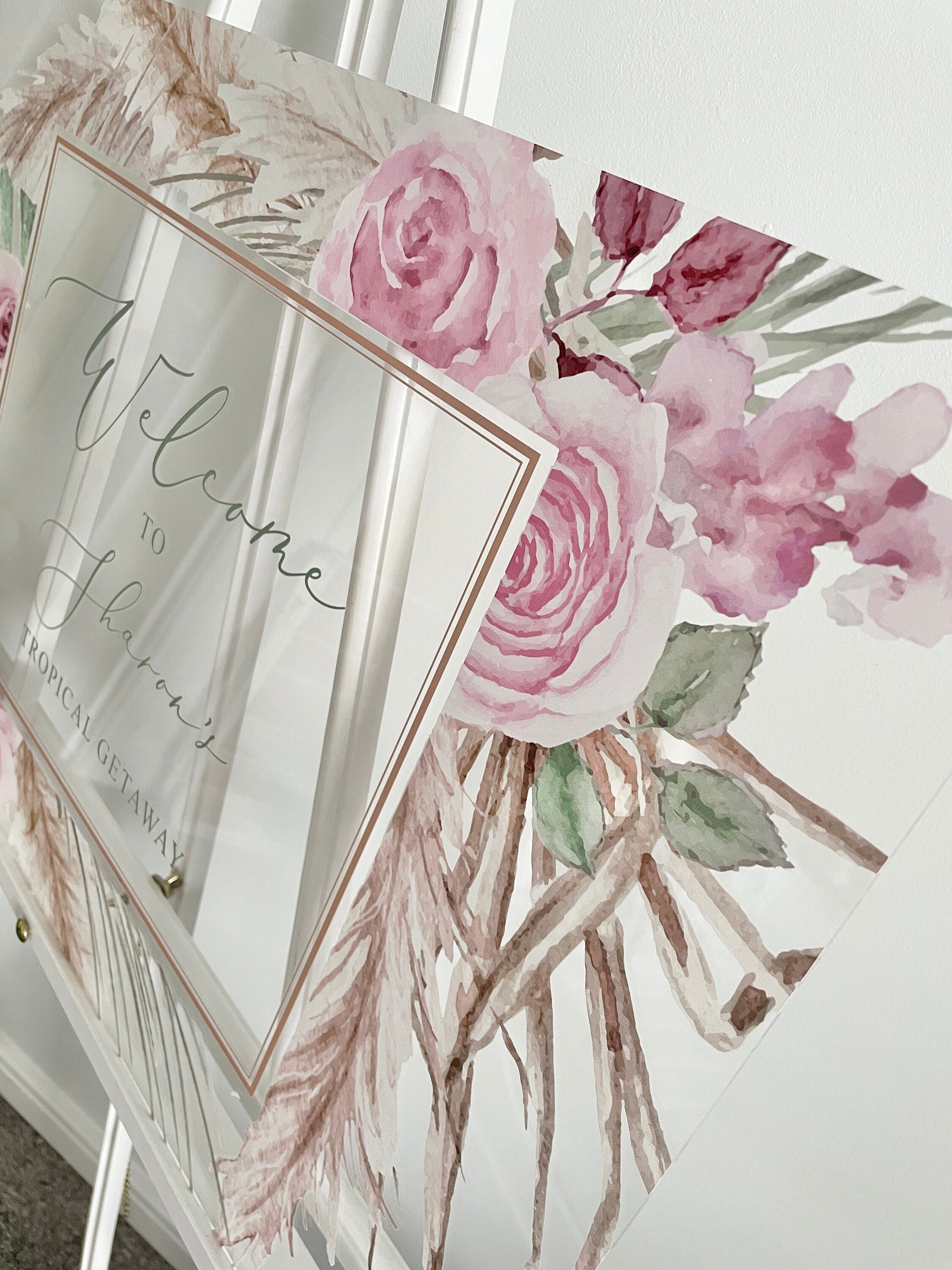 Pink Floral & Pampas Style Welcome Sign thumbnail 4