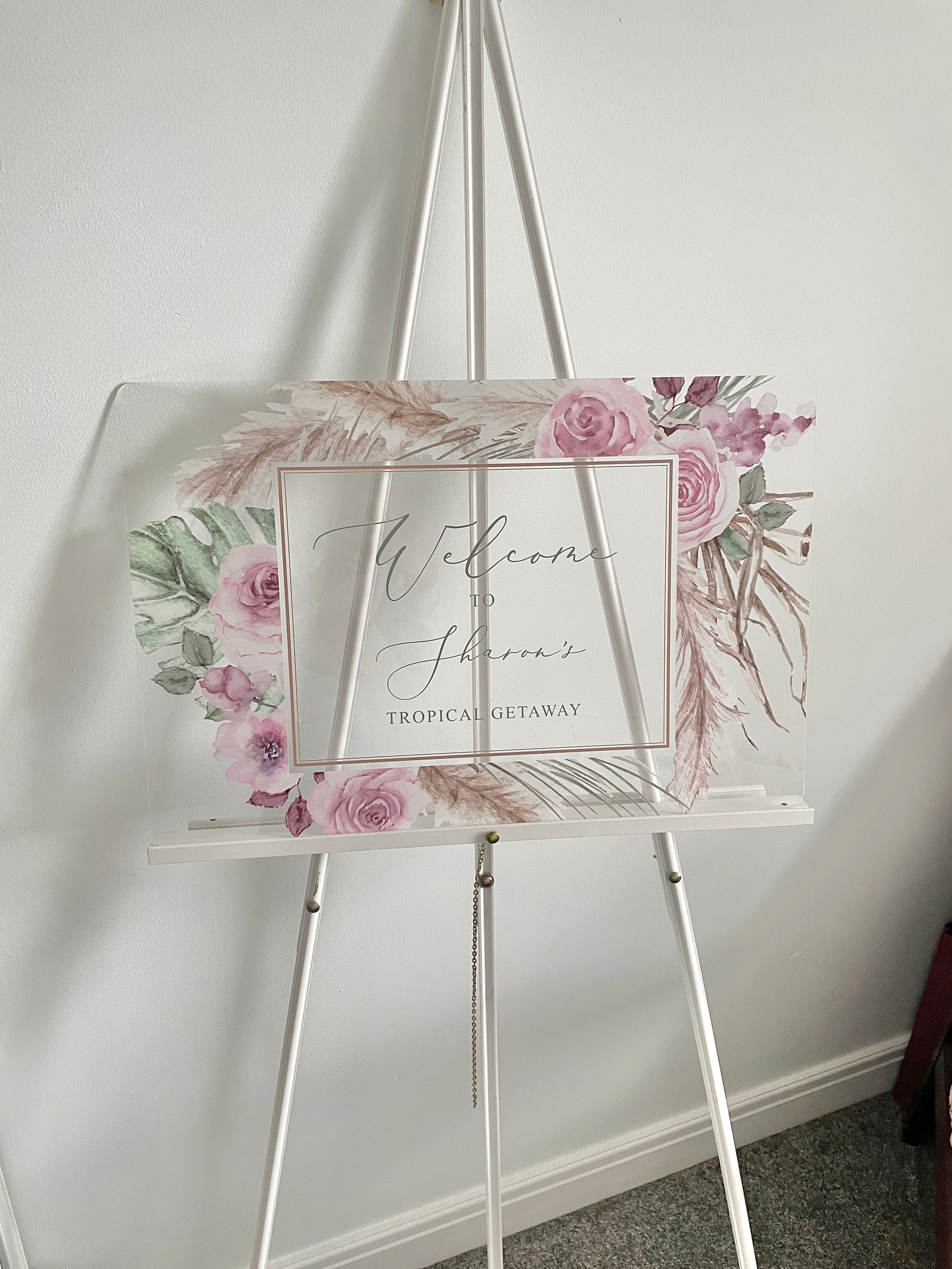 Pink Floral & Pampas Style Welcome Sign thumbnail 5