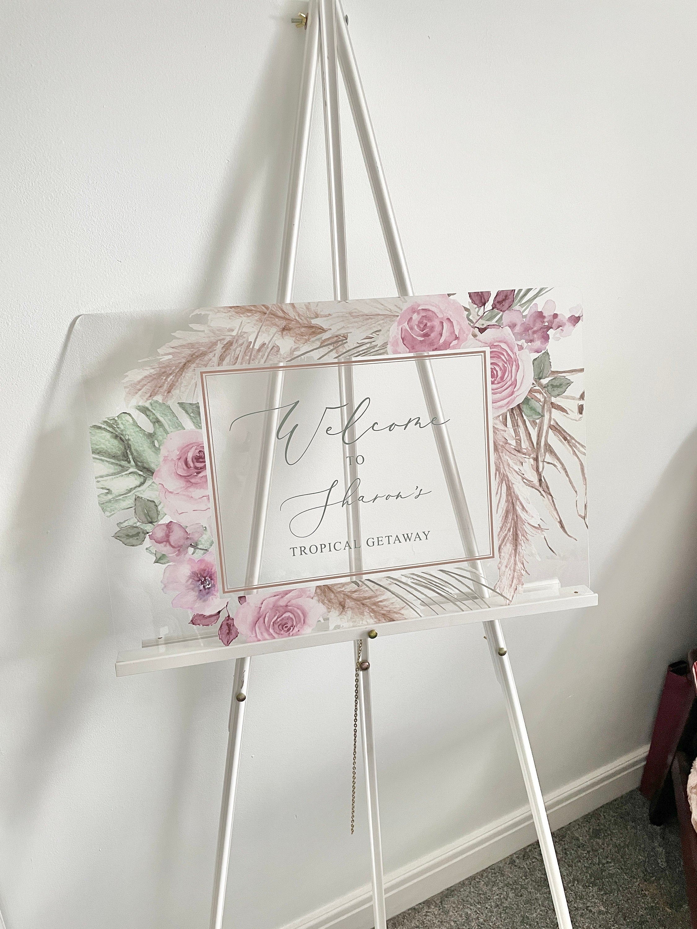 Pink Floral & Pampas Style Welcome Sign thumbnail 6