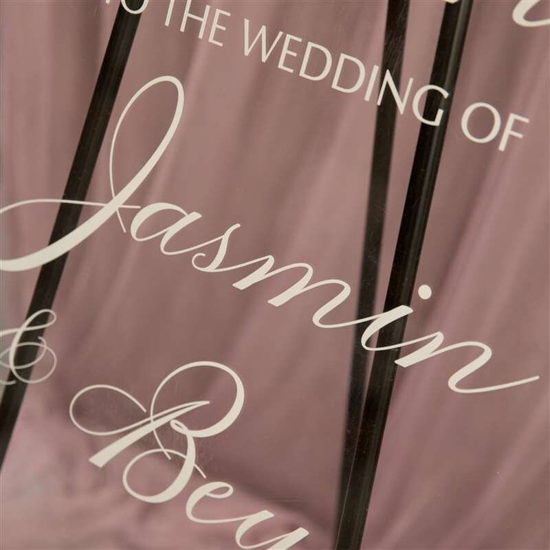 Floral Feather Acrylic Wedding Welcome Sign, Personalised Calligraphy thumbnail 5