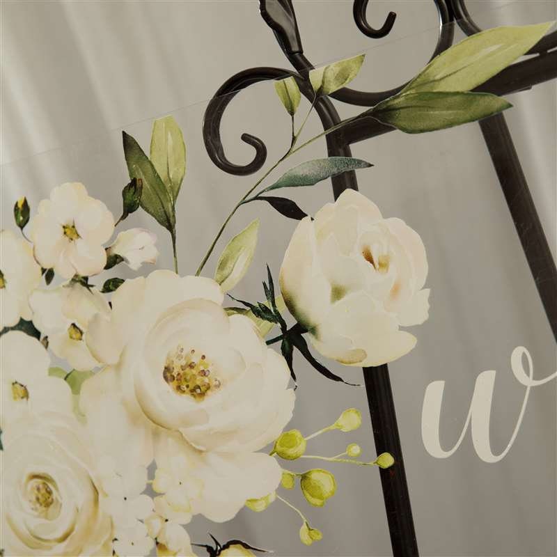 White Elegant Floral Acrylic Welcome Sign thumbnail 3