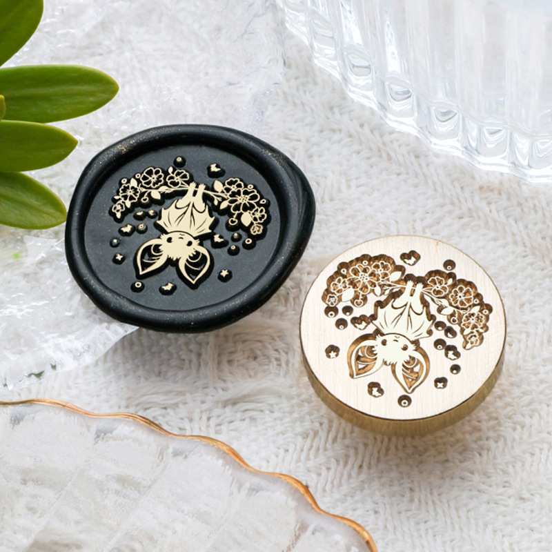 Bat & Flower Wax Seal Stamp image 1