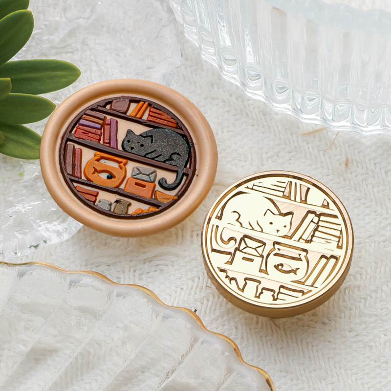 Bookshelf Cat Wax Seal Stamp image 1