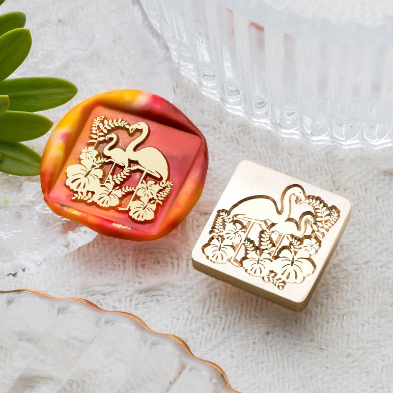 Flamingo in Flowers Wax Seal Stamp image 1