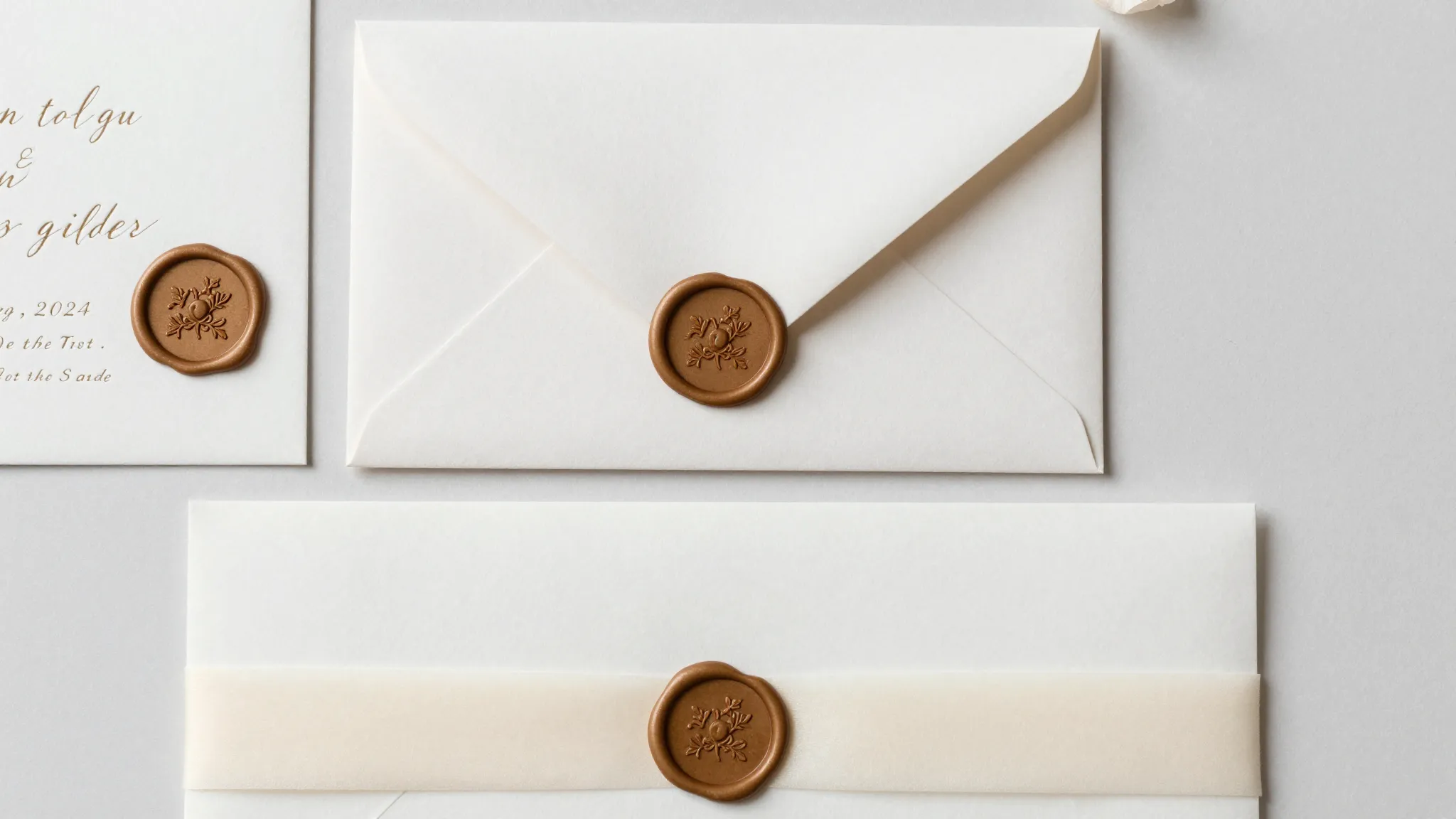 Wedding invitation wax seal placement