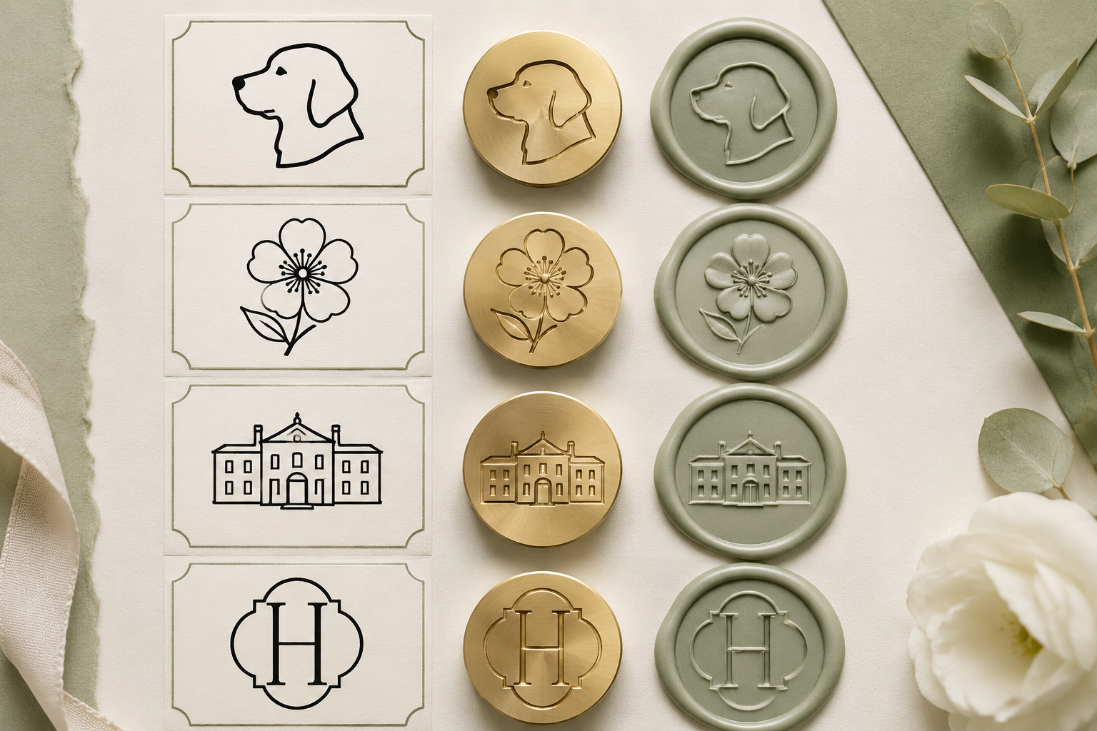 Custom wax seal stamp from photo artwork proof example